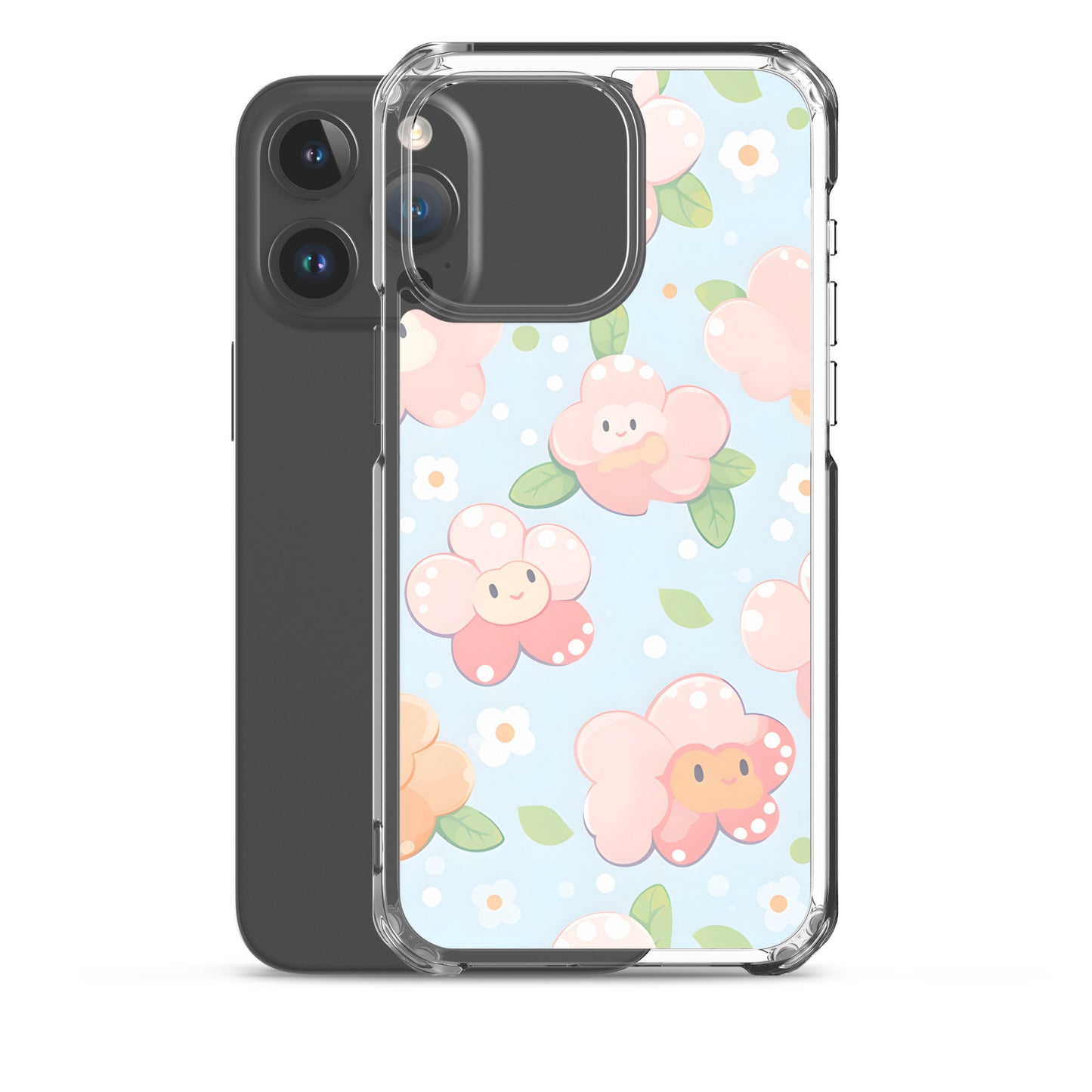 Kawaii Pastel Fall Doodle Anime Flowers Clear Case for iPhone®