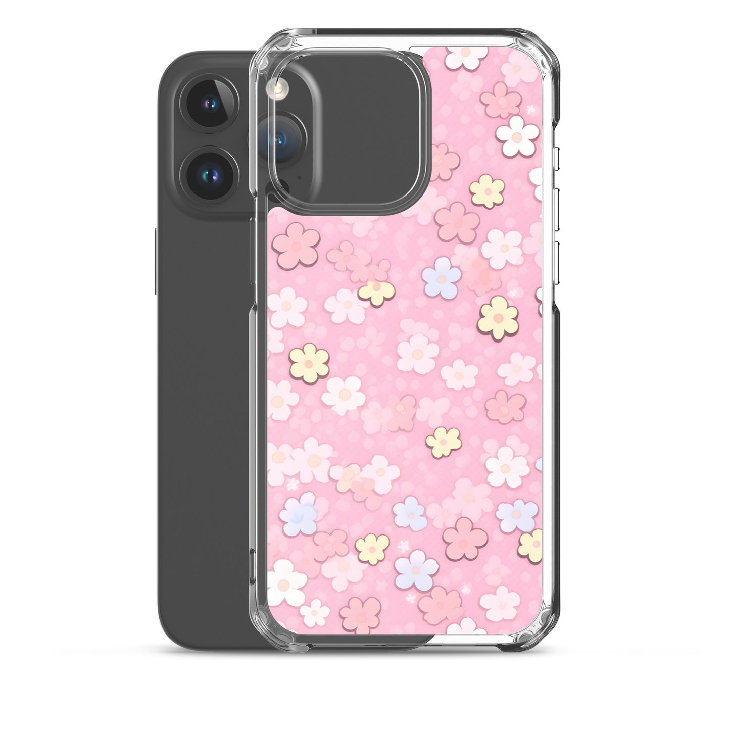 Kawaii Pink Flower Pattern Clear Case for iPhone®