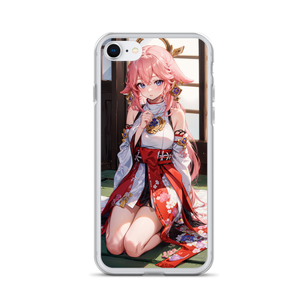 Kawaii Yae Miko Genshin Drawing Clear Case for iPhone®