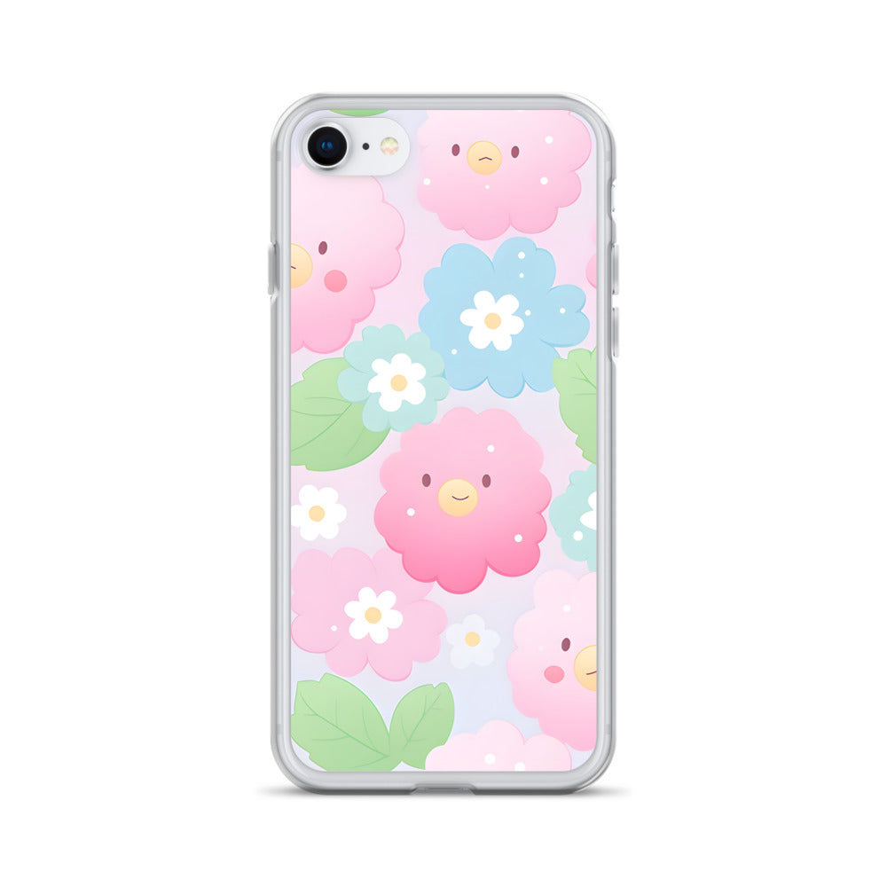 Kawaii Pastel Fluffy Anime Flowers Clear Case for iPhone®