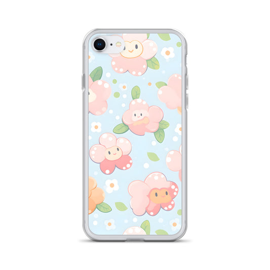 Kawaii Pastel Fall Doodle Anime Flowers Clear Case for iPhone®