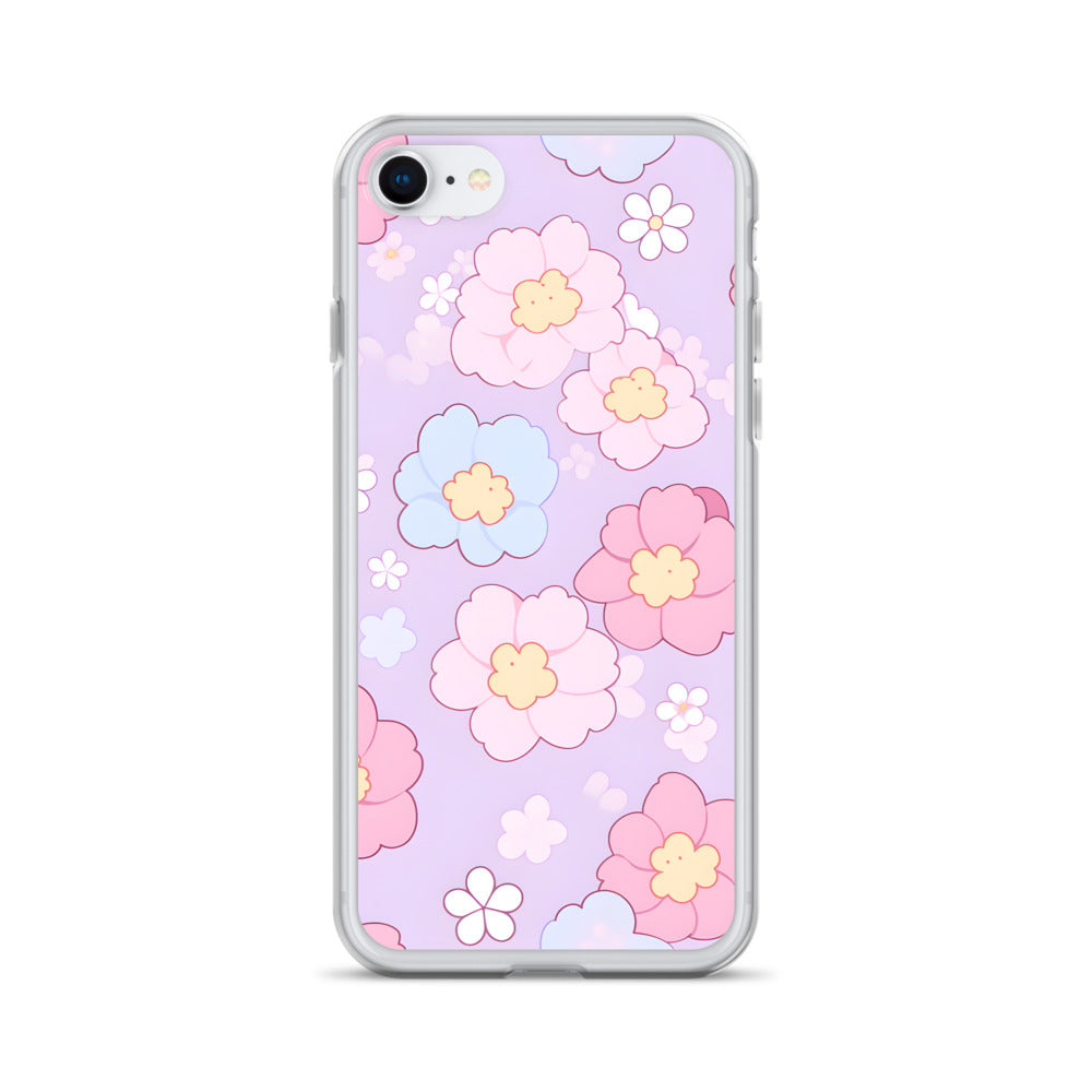 Kawaii Girly Pastel Flowers Clear Case for iPhone®