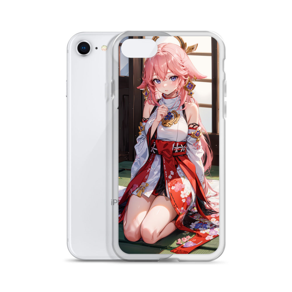 Kawaii Yae Miko Genshin Drawing Clear Case for iPhone®