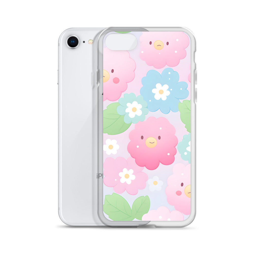 Kawaii Pastel Fluffy Anime Flowers Clear Case for iPhone®