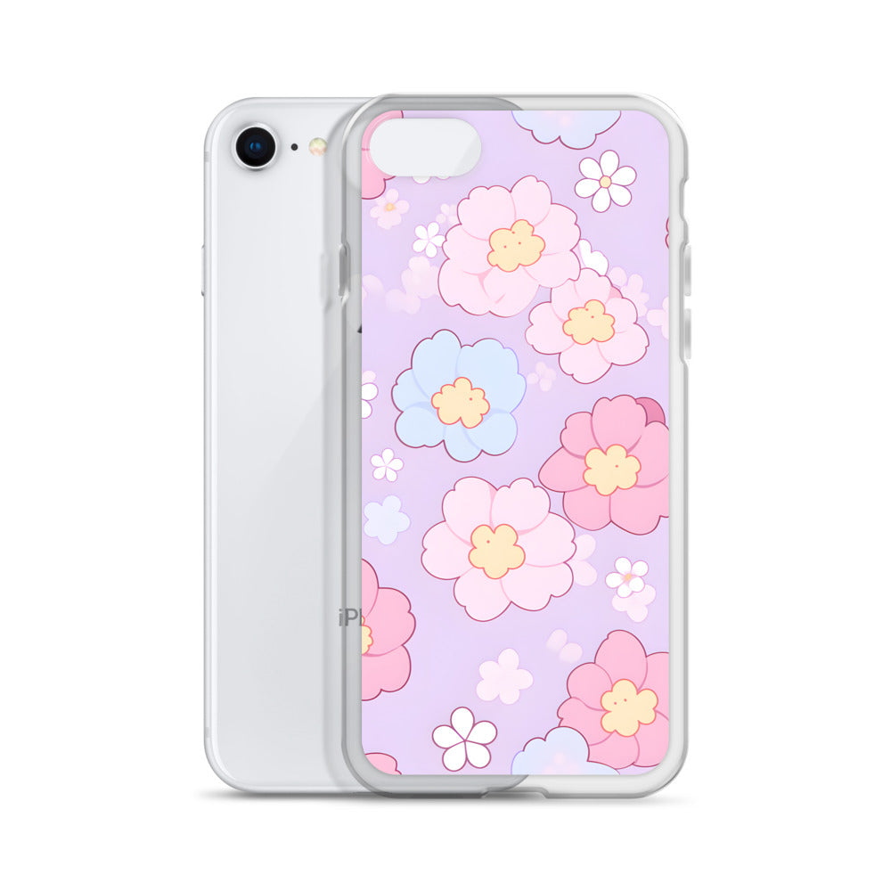 Kawaii Girly Pastel Flowers Clear Case for iPhone®