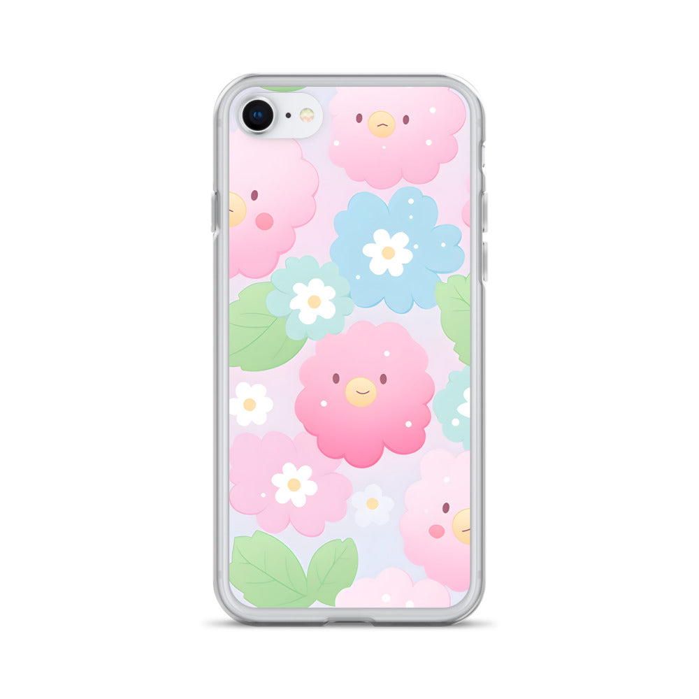 Kawaii Pastel Fluffy Anime Flowers Clear Case for iPhone®