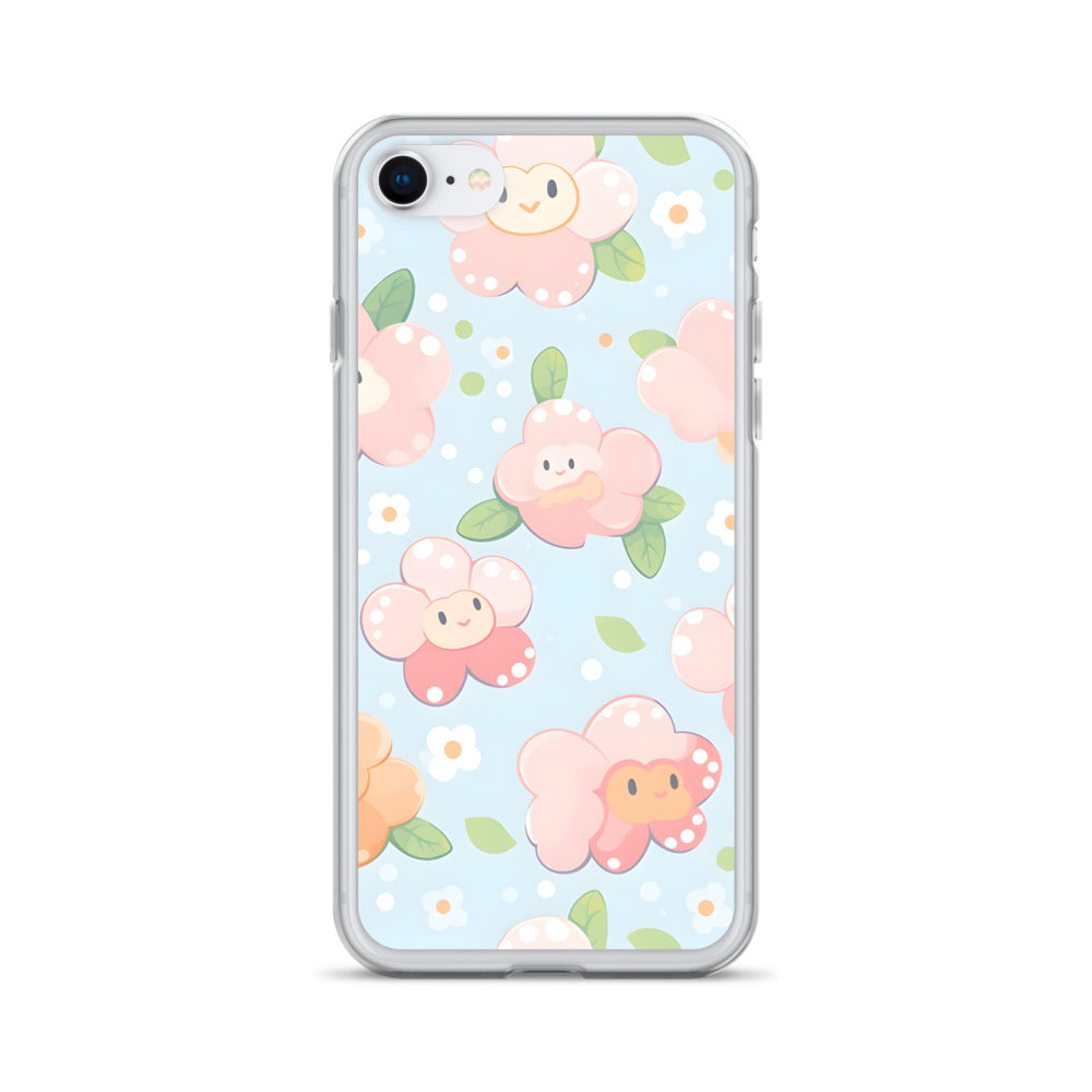 Kawaii Pastel Fall Doodle Anime Flowers Clear Case for iPhone®