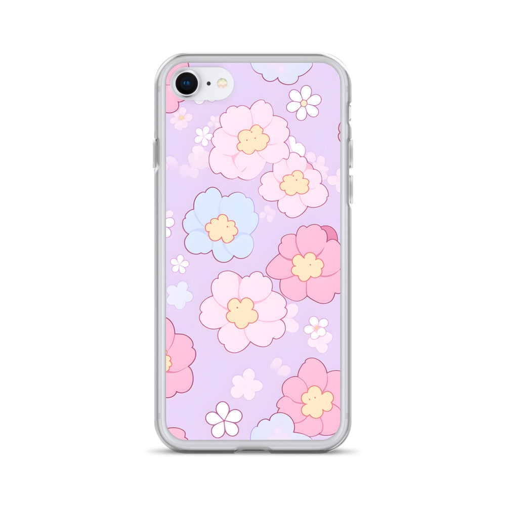 Kawaii Girly Pastel Flowers Clear Case for iPhone®