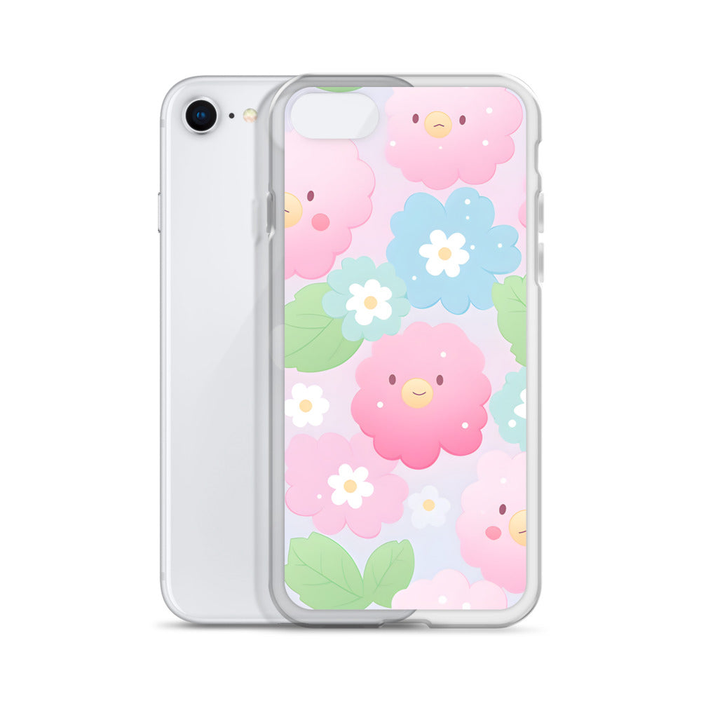 Kawaii Pastel Fluffy Anime Flowers Clear Case for iPhone®