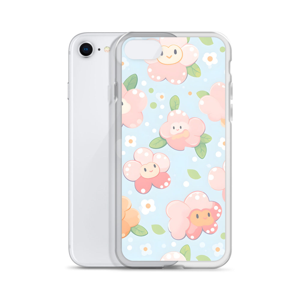 Kawaii Pastel Fall Doodle Anime Flowers Clear Case for iPhone®