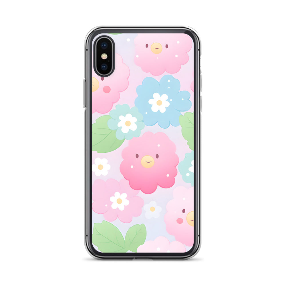 Kawaii Pastel Fluffy Anime Flowers Clear Case for iPhone®