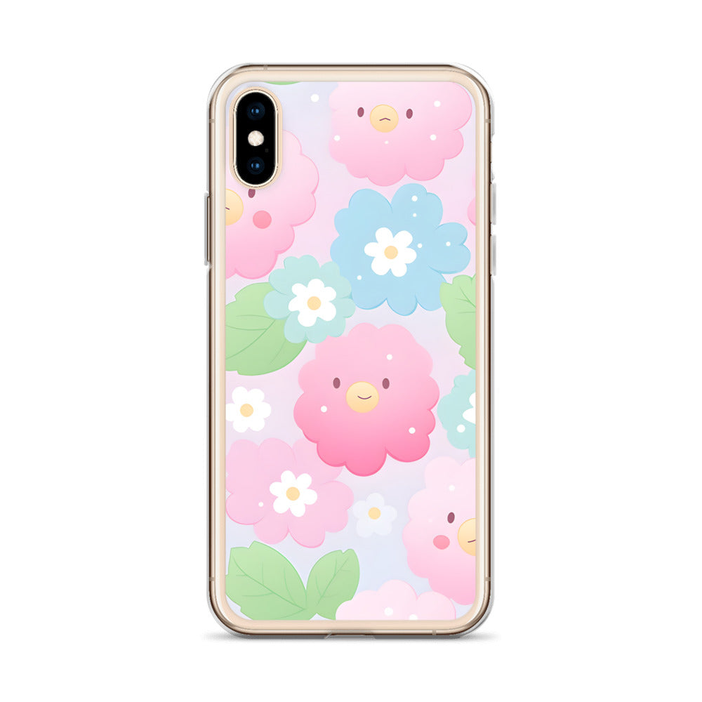 Kawaii Pastel Fluffy Anime Flowers Clear Case for iPhone®