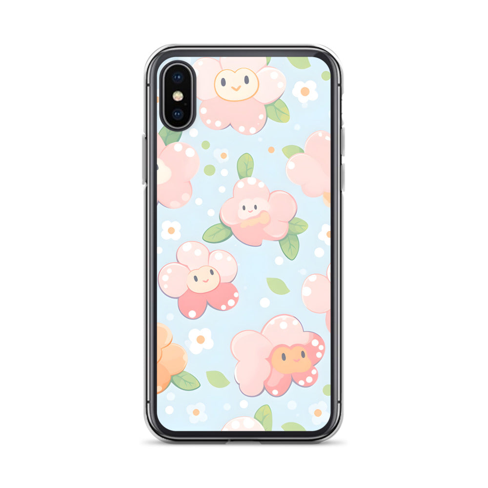 Kawaii Pastel Fall Doodle Anime Flowers Clear Case for iPhone®