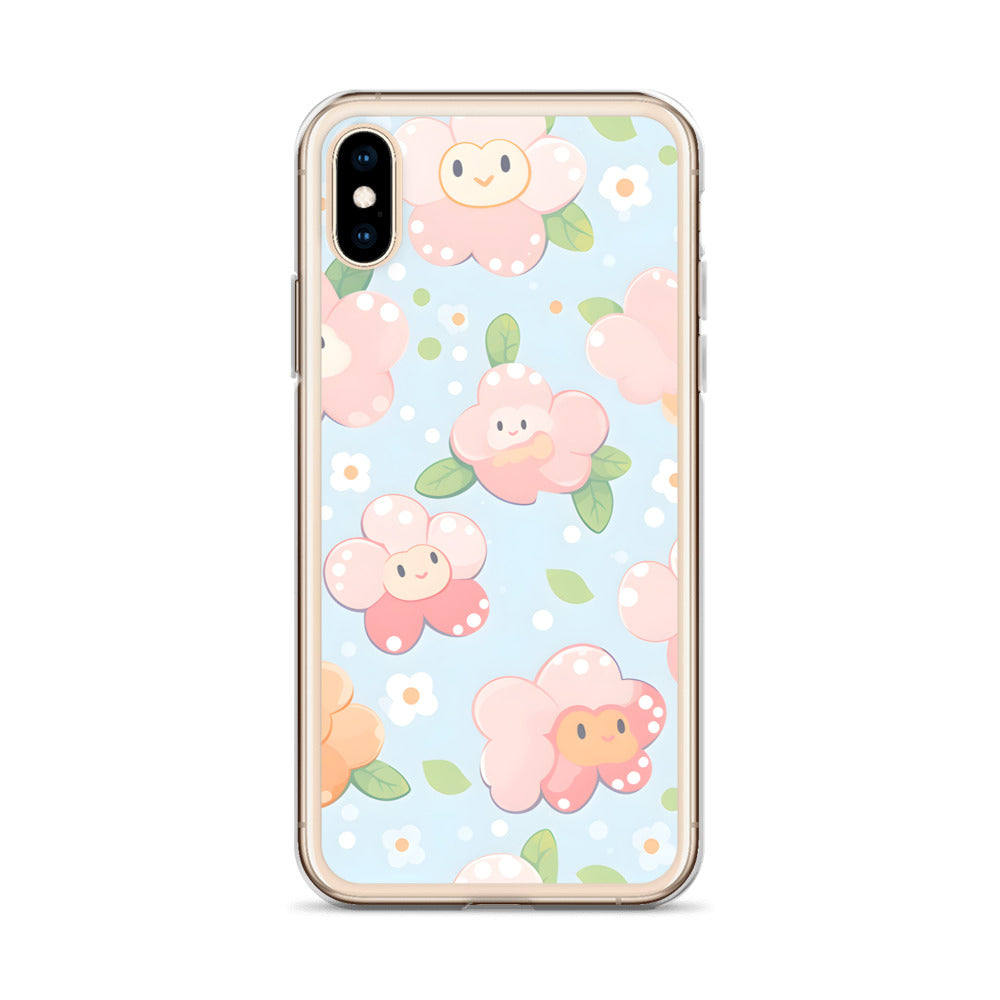 Kawaii Pastel Fall Doodle Anime Flowers Clear Case for iPhone®