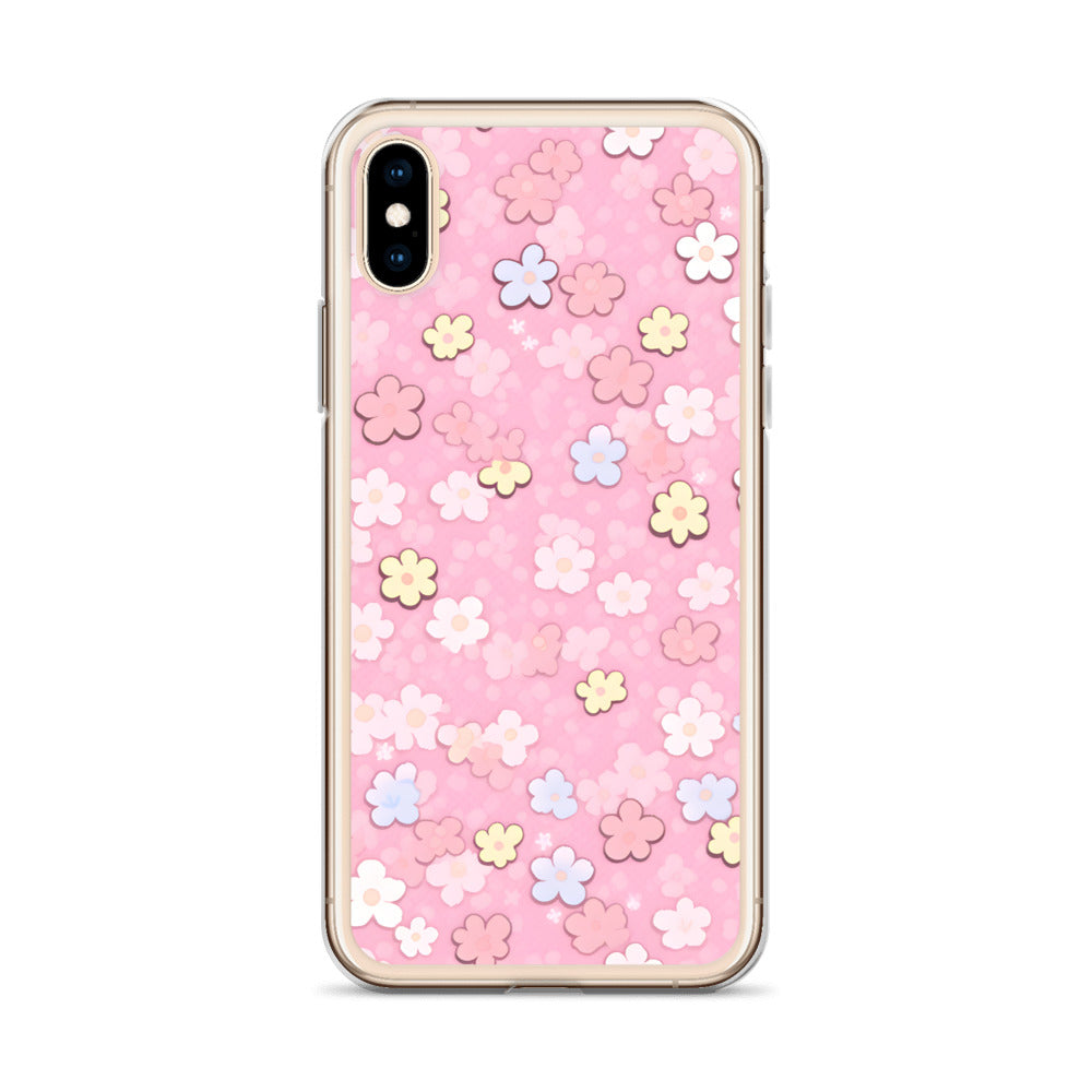 Kawaii Pink Flower Pattern Clear Case for iPhone®