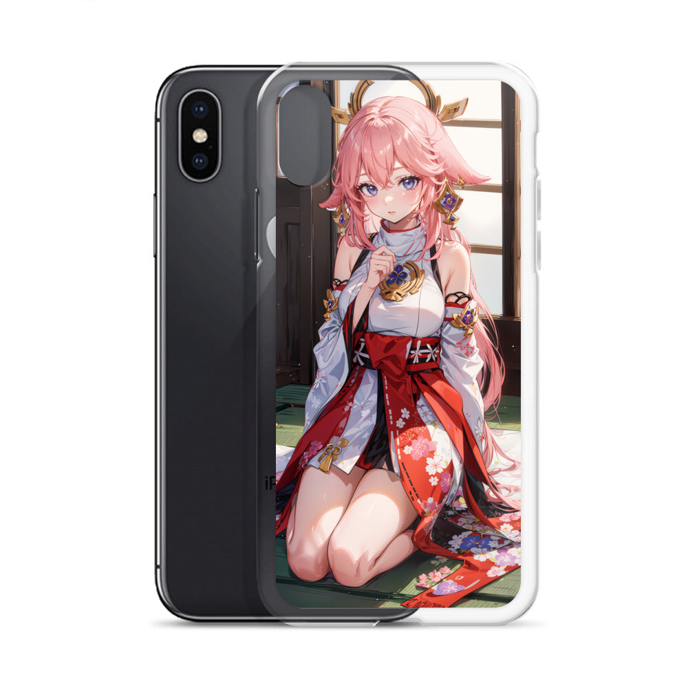 Kawaii Yae Miko Genshin Drawing Clear Case for iPhone®