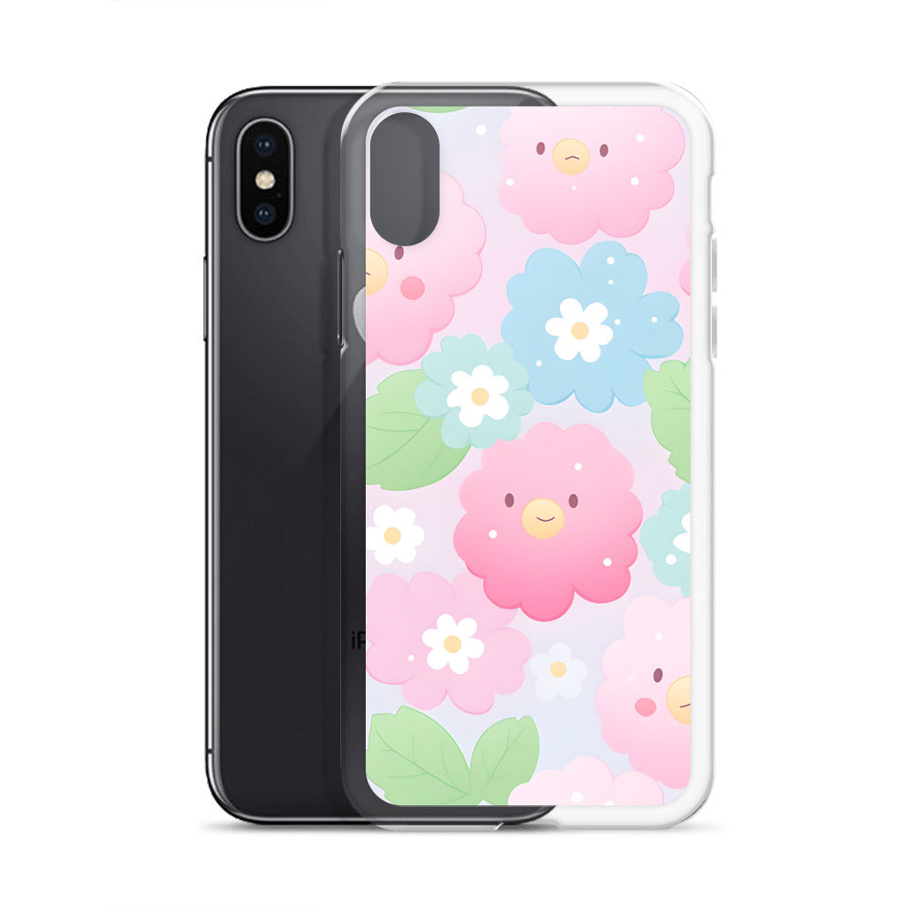 Kawaii Pastel Fluffy Anime Flowers Clear Case for iPhone®