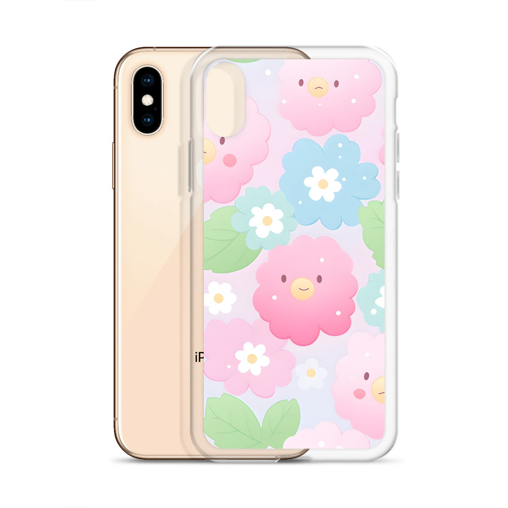 Kawaii Pastel Fluffy Anime Flowers Clear Case for iPhone®