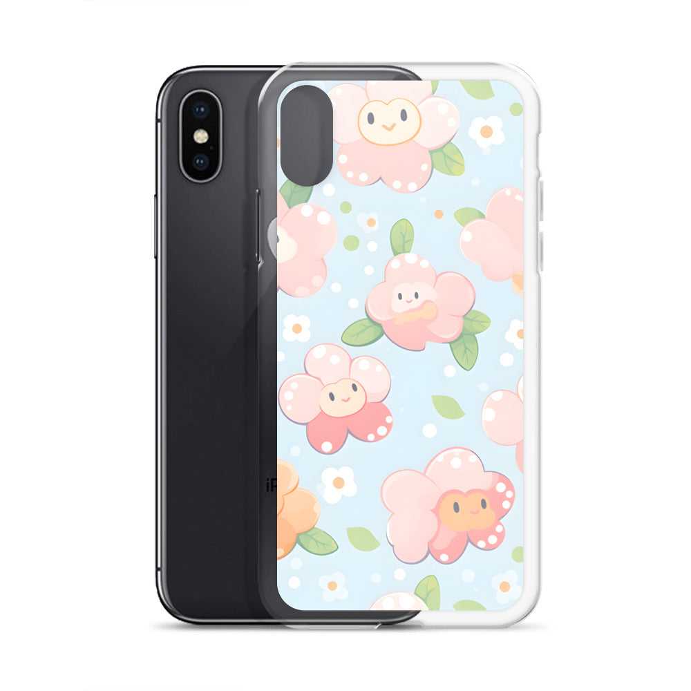 Kawaii Pastel Fall Doodle Anime Flowers Clear Case for iPhone®