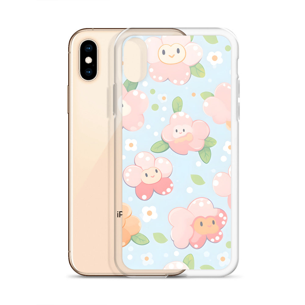 Kawaii Pastel Fall Doodle Anime Flowers Clear Case for iPhone®