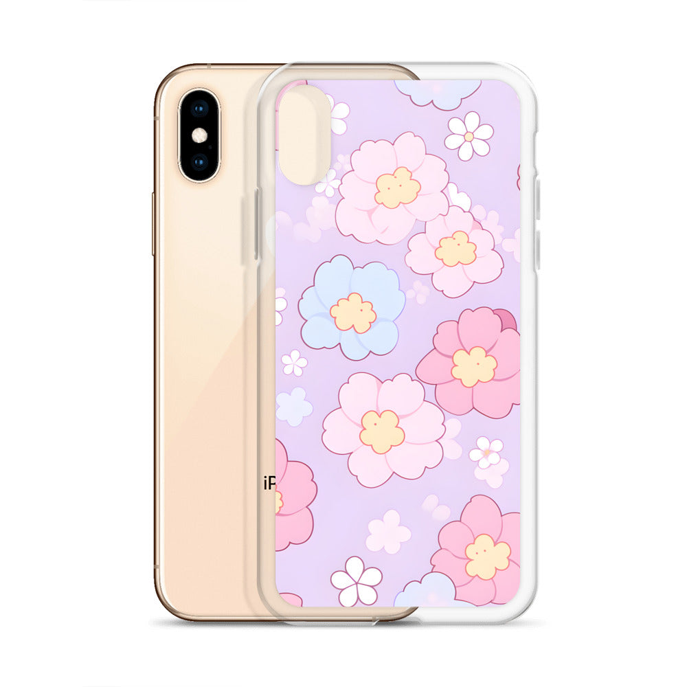 Kawaii Girly Pastel Flowers Clear Case for iPhone®