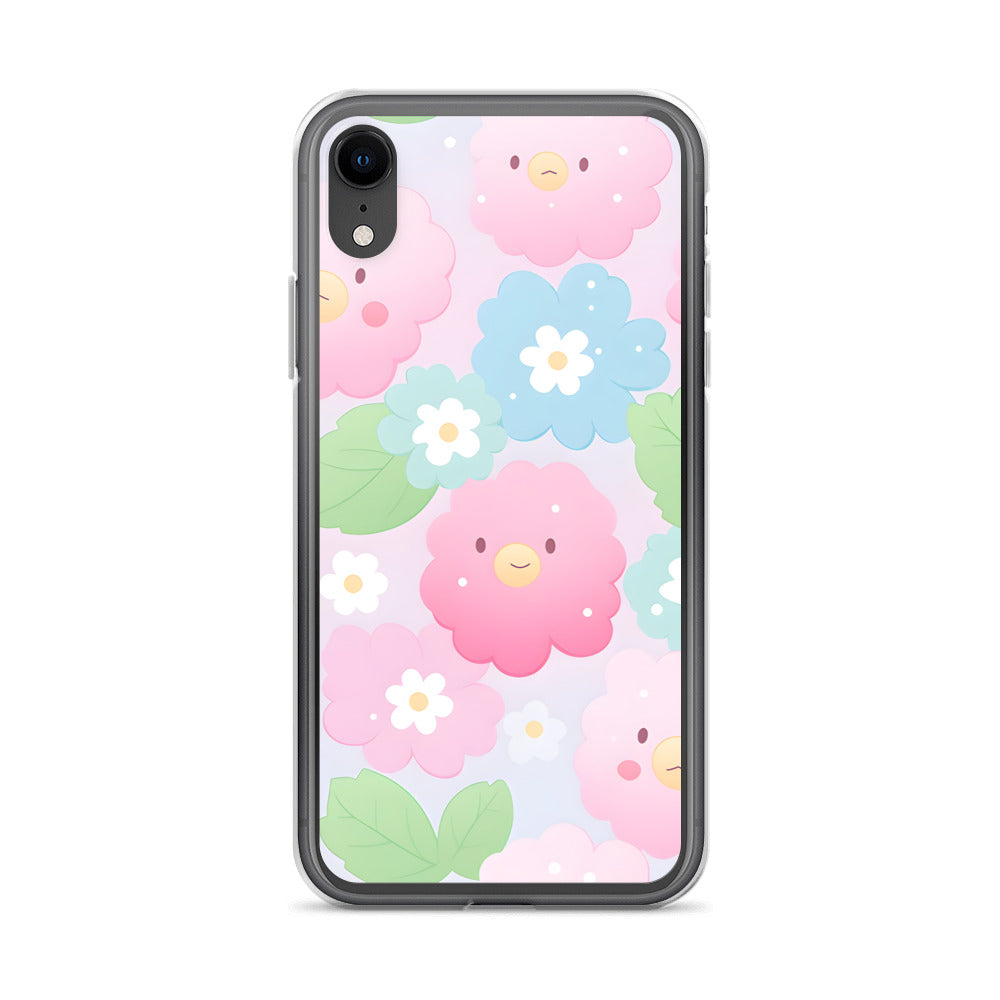 Kawaii Pastel Fluffy Anime Flowers Clear Case for iPhone®