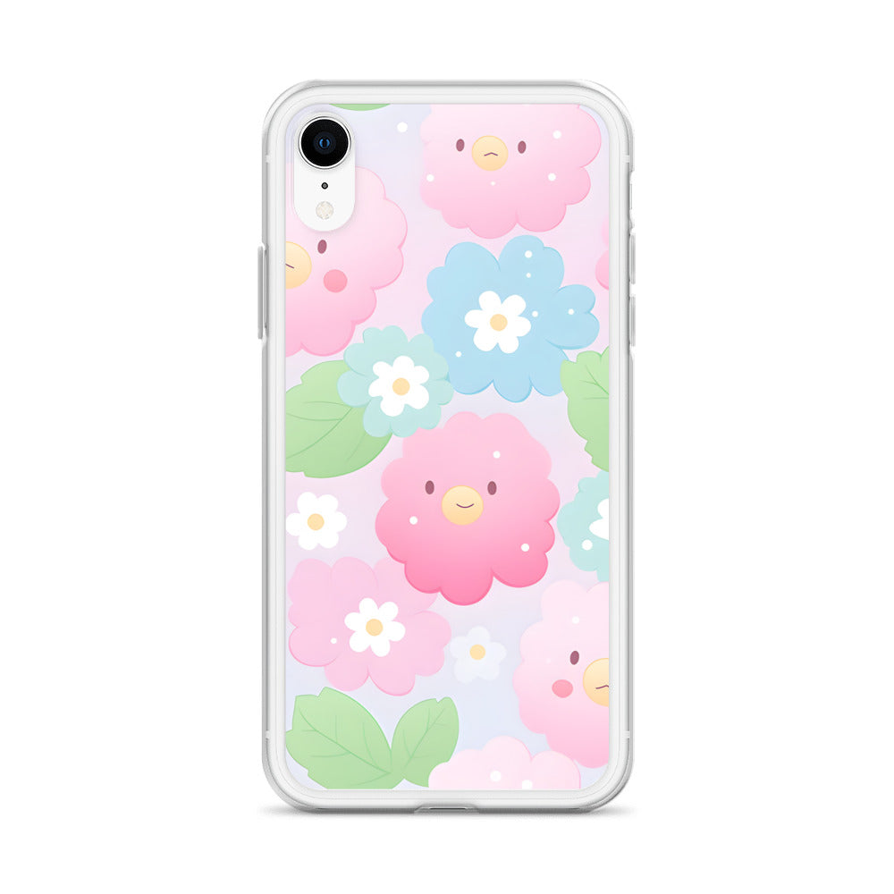 Kawaii Pastel Fluffy Anime Flowers Clear Case for iPhone®