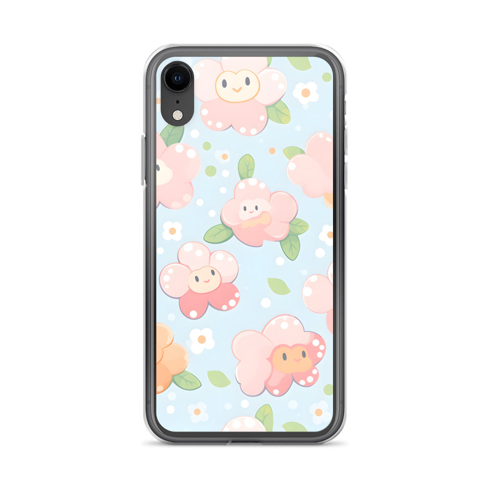 Kawaii Pastel Fall Doodle Anime Flowers Clear Case for iPhone®