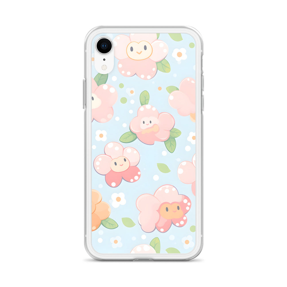 Kawaii Pastel Fall Doodle Anime Flowers Clear Case for iPhone®