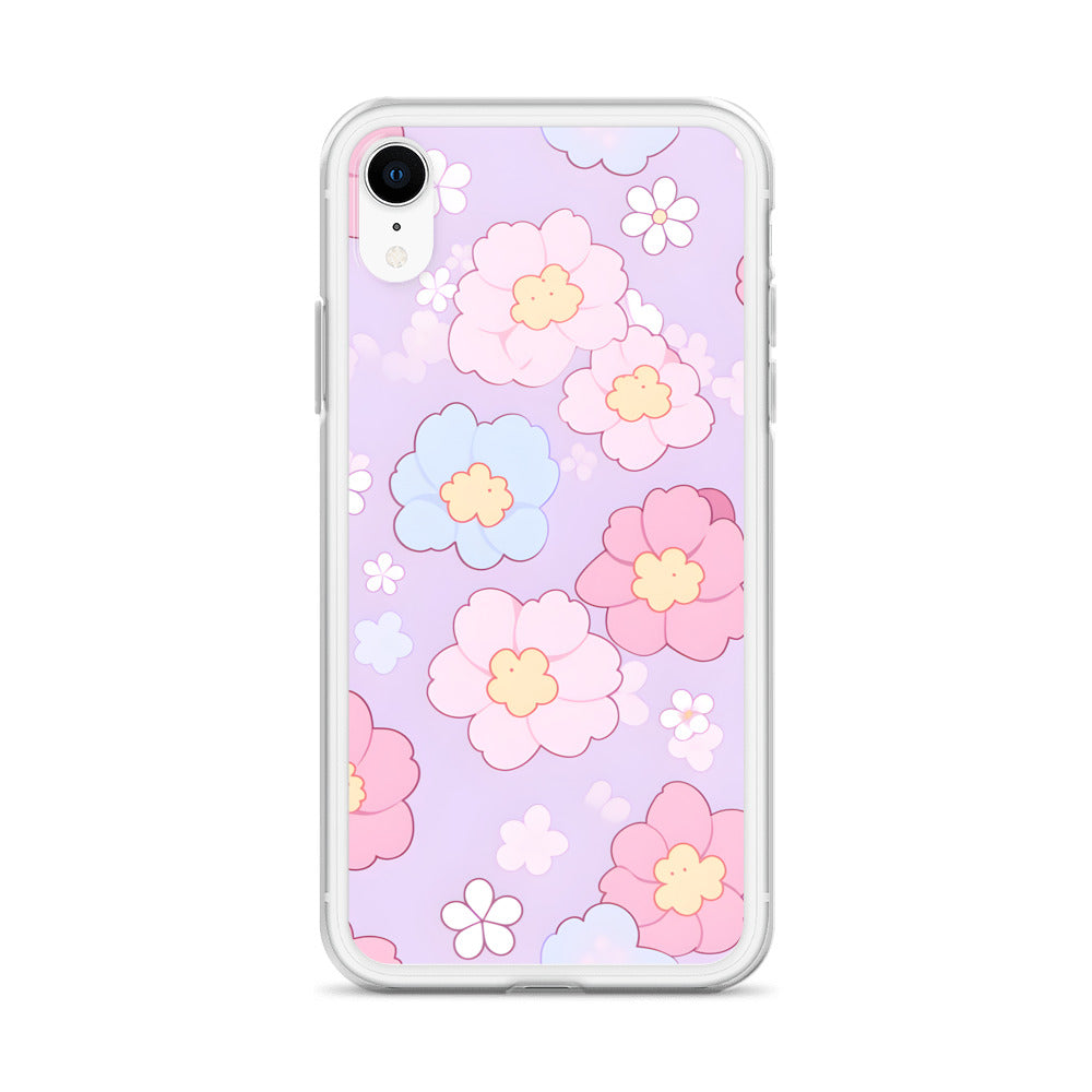 Kawaii Girly Pastel Flowers Clear Case for iPhone®