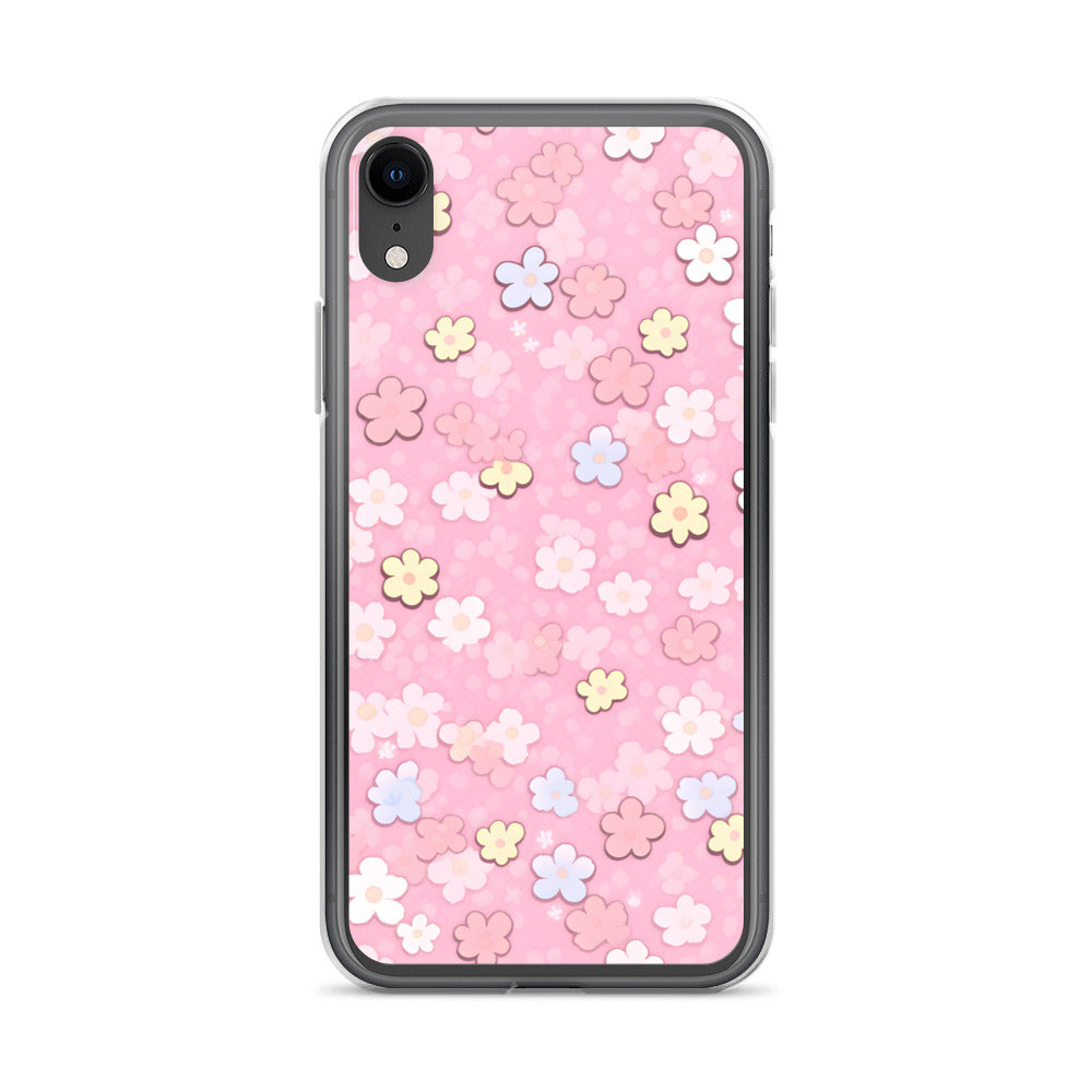 Kawaii Pink Flower Pattern Clear Case for iPhone®