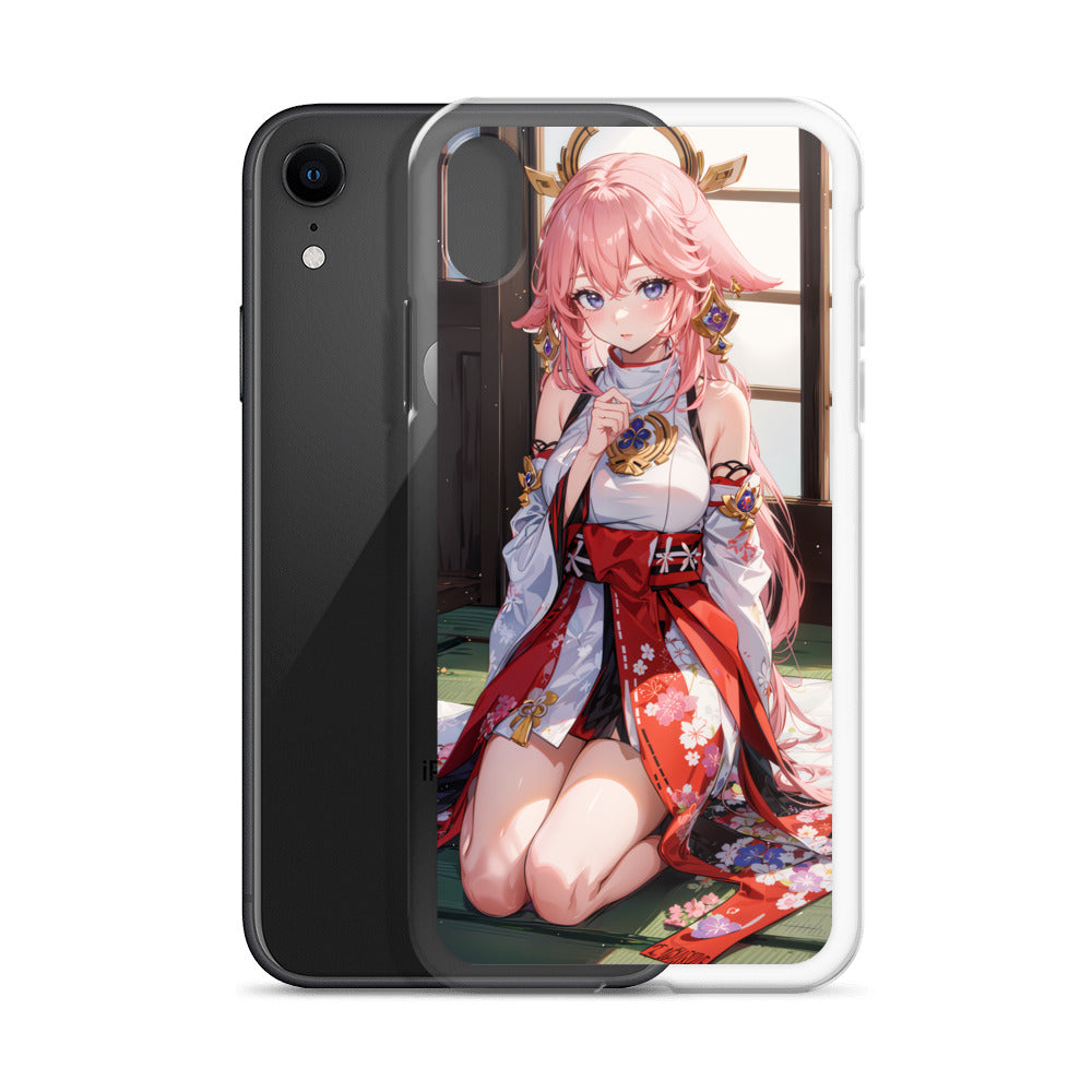 Kawaii Yae Miko Genshin Drawing Clear Case for iPhone®