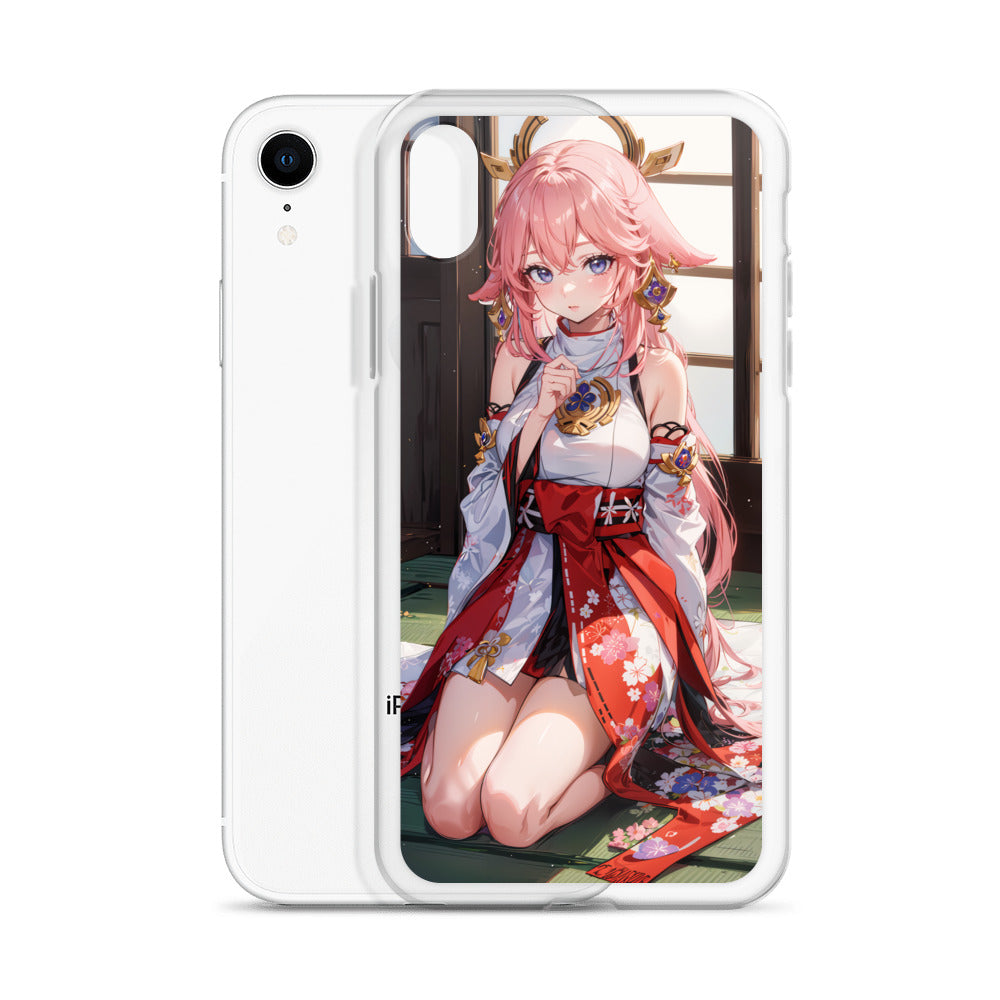 Kawaii Yae Miko Genshin Drawing Clear Case for iPhone®