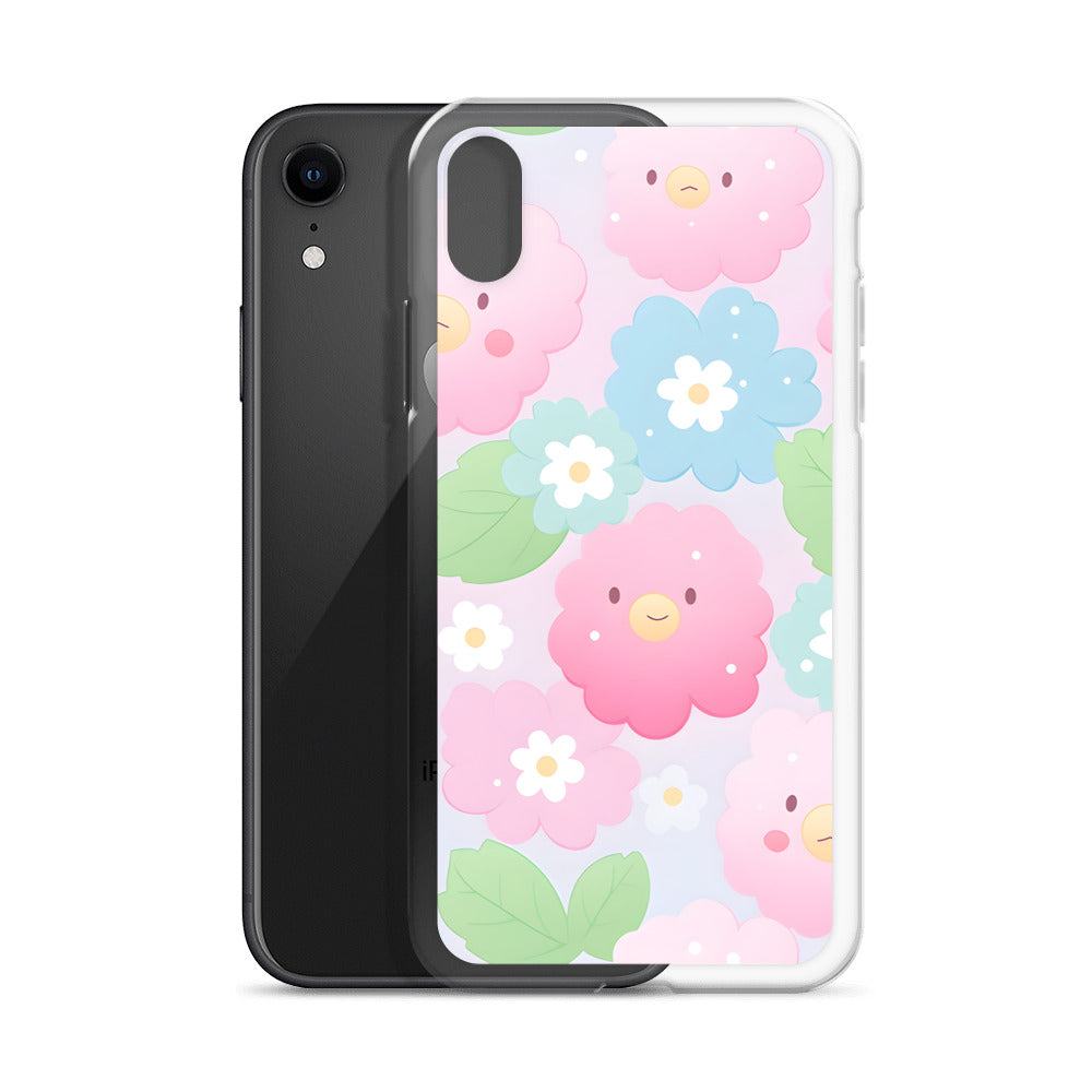 Kawaii Pastel Fluffy Anime Flowers Clear Case for iPhone®