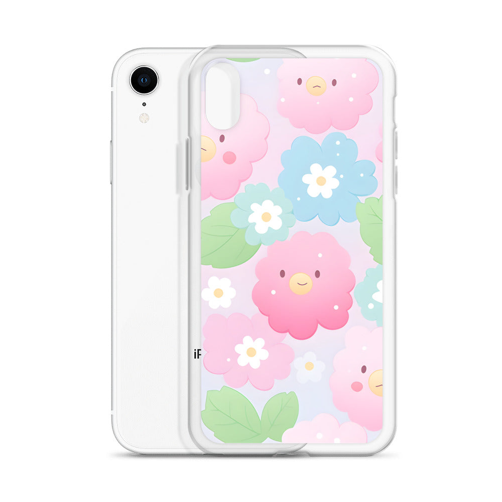 Kawaii Pastel Fluffy Anime Flowers Clear Case for iPhone®