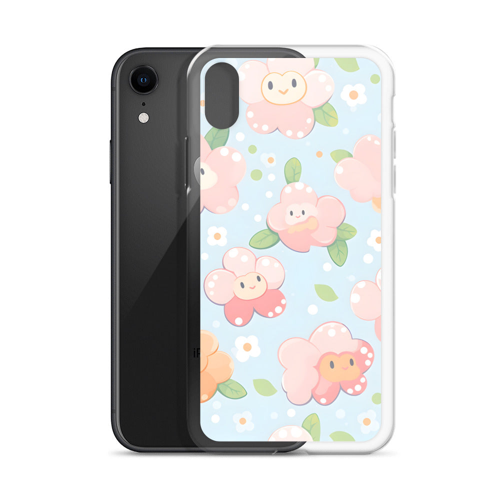 Kawaii Pastel Fall Doodle Anime Flowers Clear Case for iPhone®