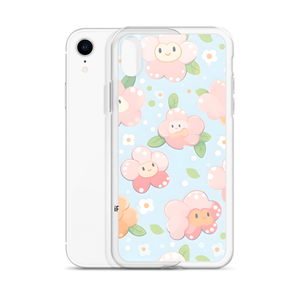 Kawaii Pastel Fall Doodle Anime Flowers Clear Case for iPhone®