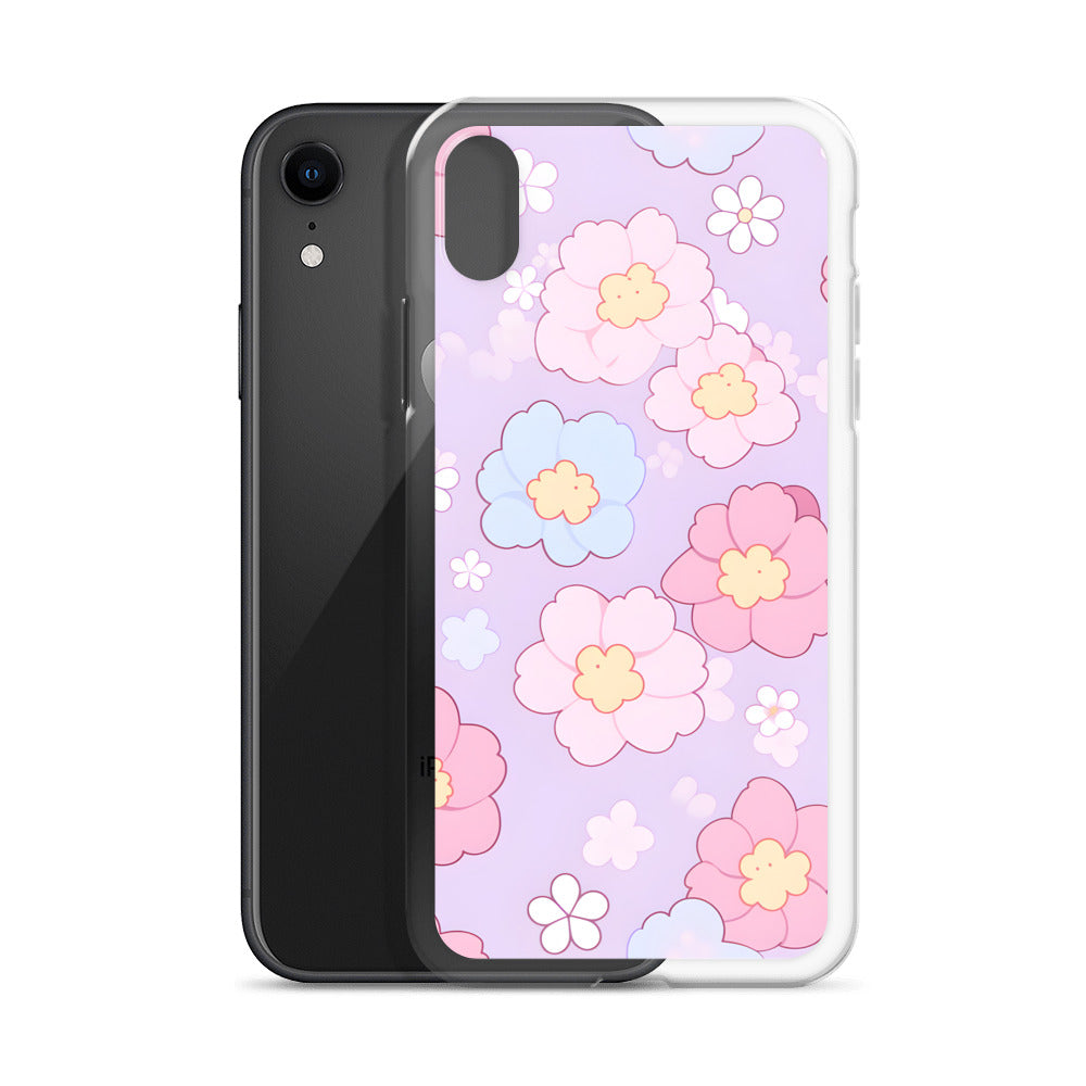 Kawaii Girly Pastel Flowers Clear Case for iPhone®