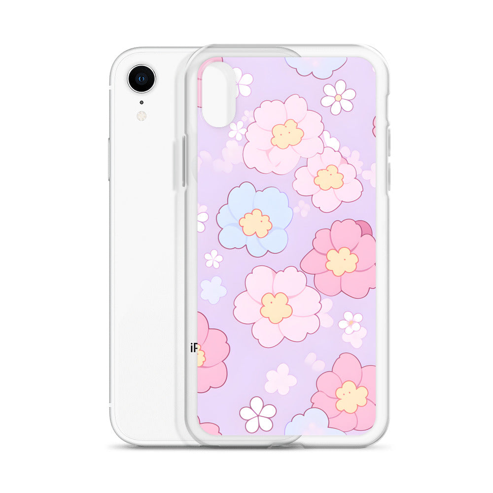 Kawaii Girly Pastel Flowers Clear Case for iPhone®