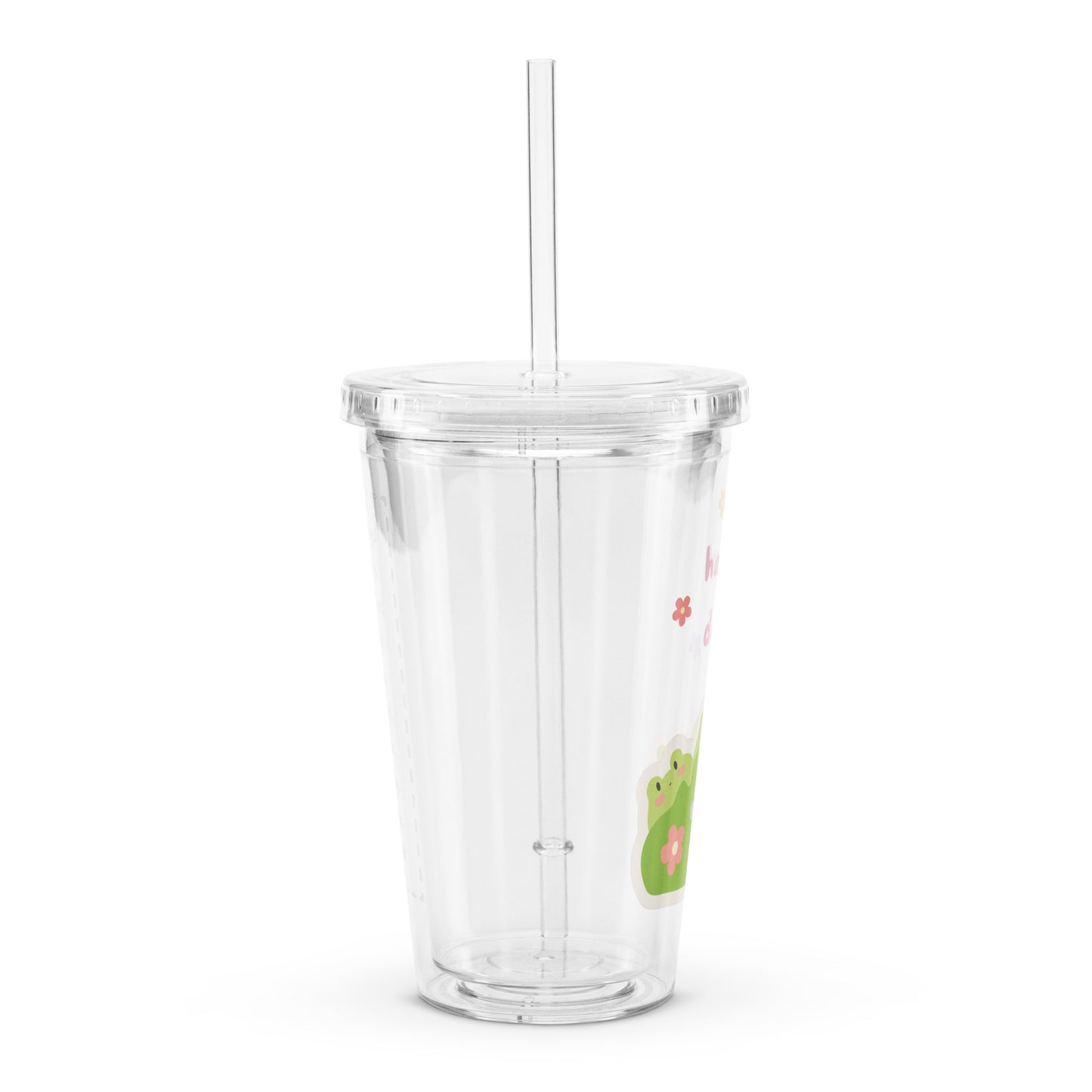 Super Cute Happy Days Froggy Flowers Clear plastic tumbler