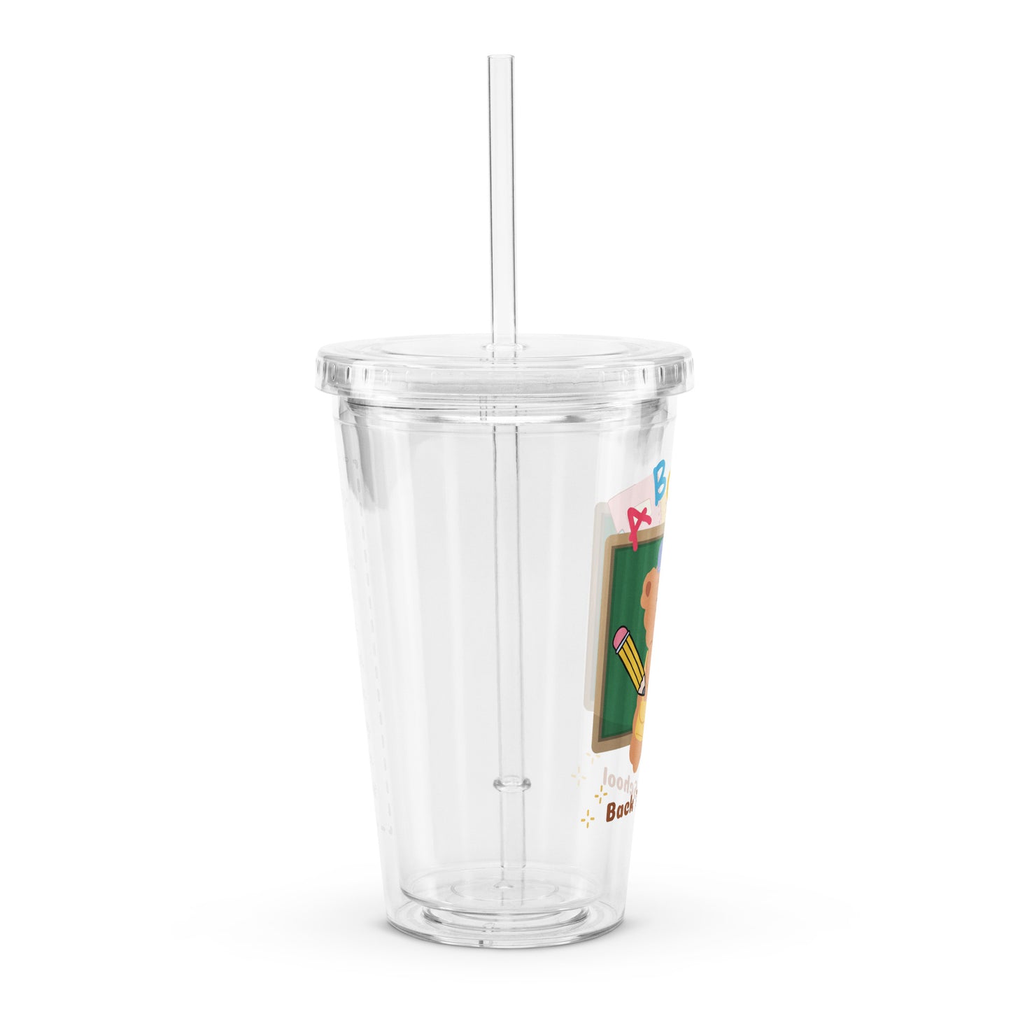 Cute Korean Bear Back To School Clear plastic tumbler