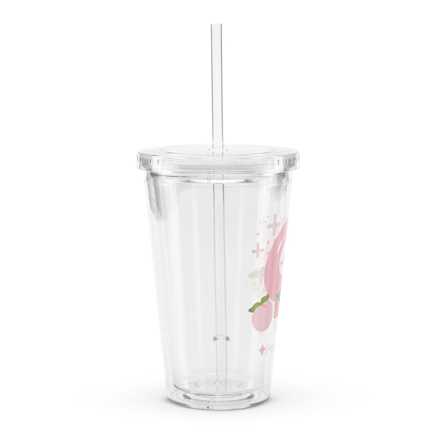 Cutie Cartoon Peach Bunny Peach Milk Kawaii Clear plastic tumbler