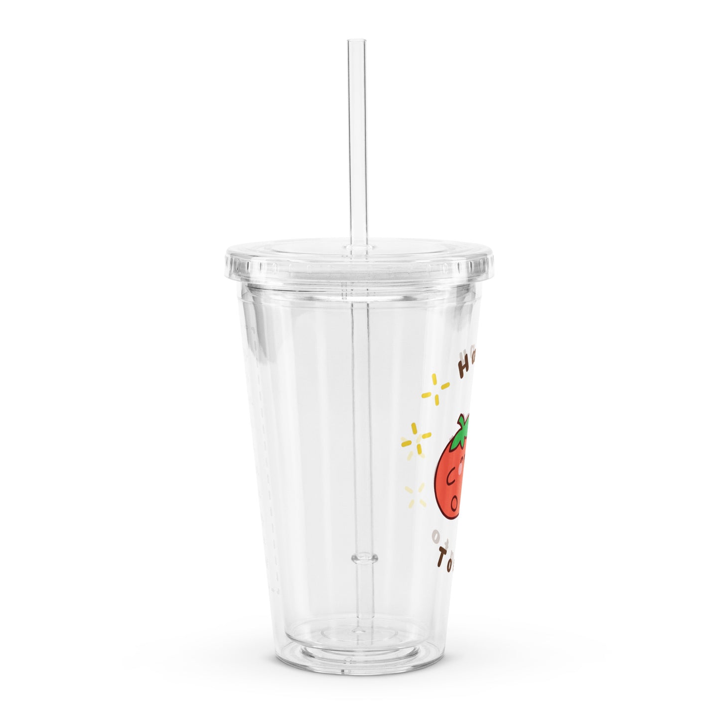 Super Cute Happy Tomatoes Kawaii Cartoon Clear plastic tumbler