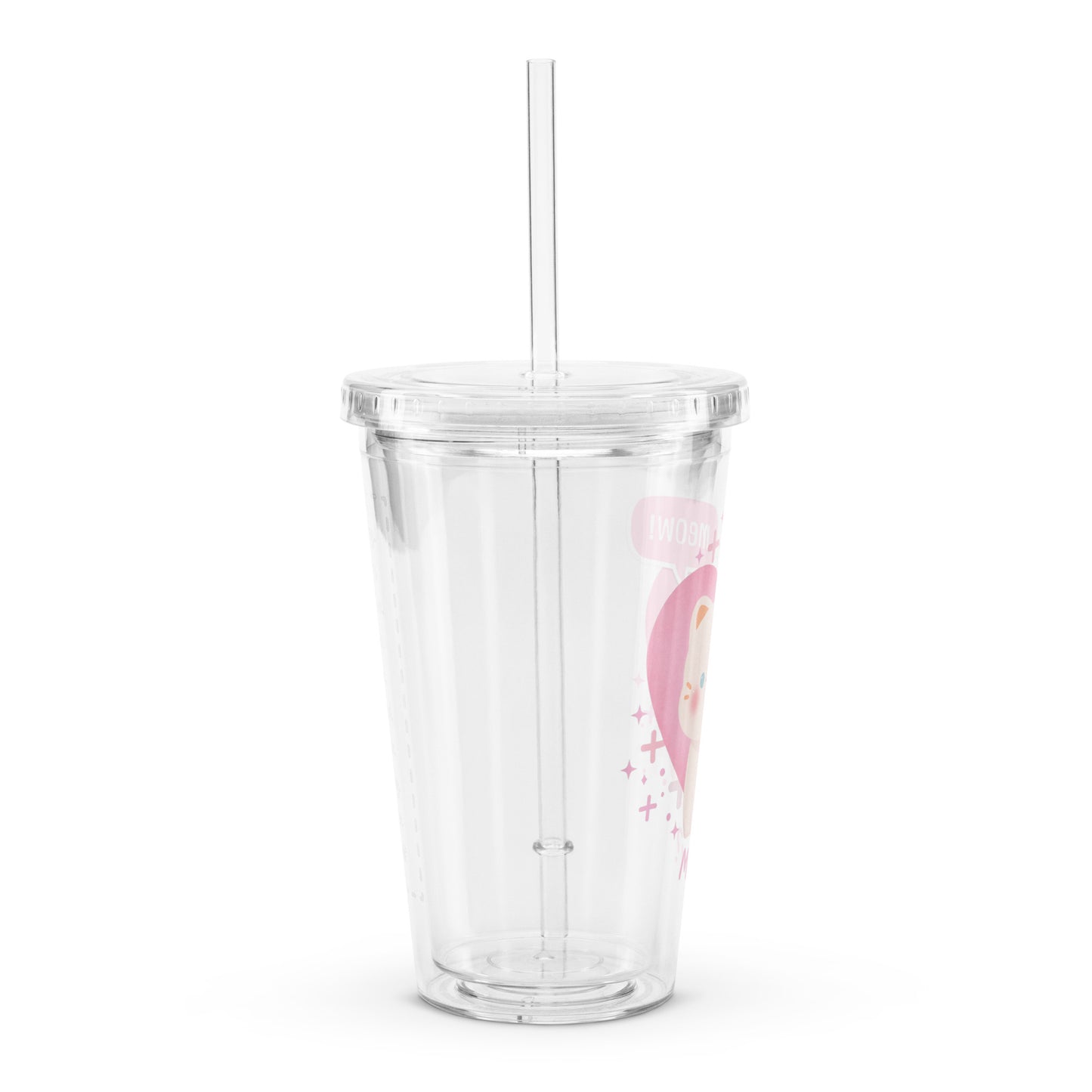 Adorable Little Korean Cartoon Kitty Meow Meow Pun Kawaii Cat Clear plastic tumbler