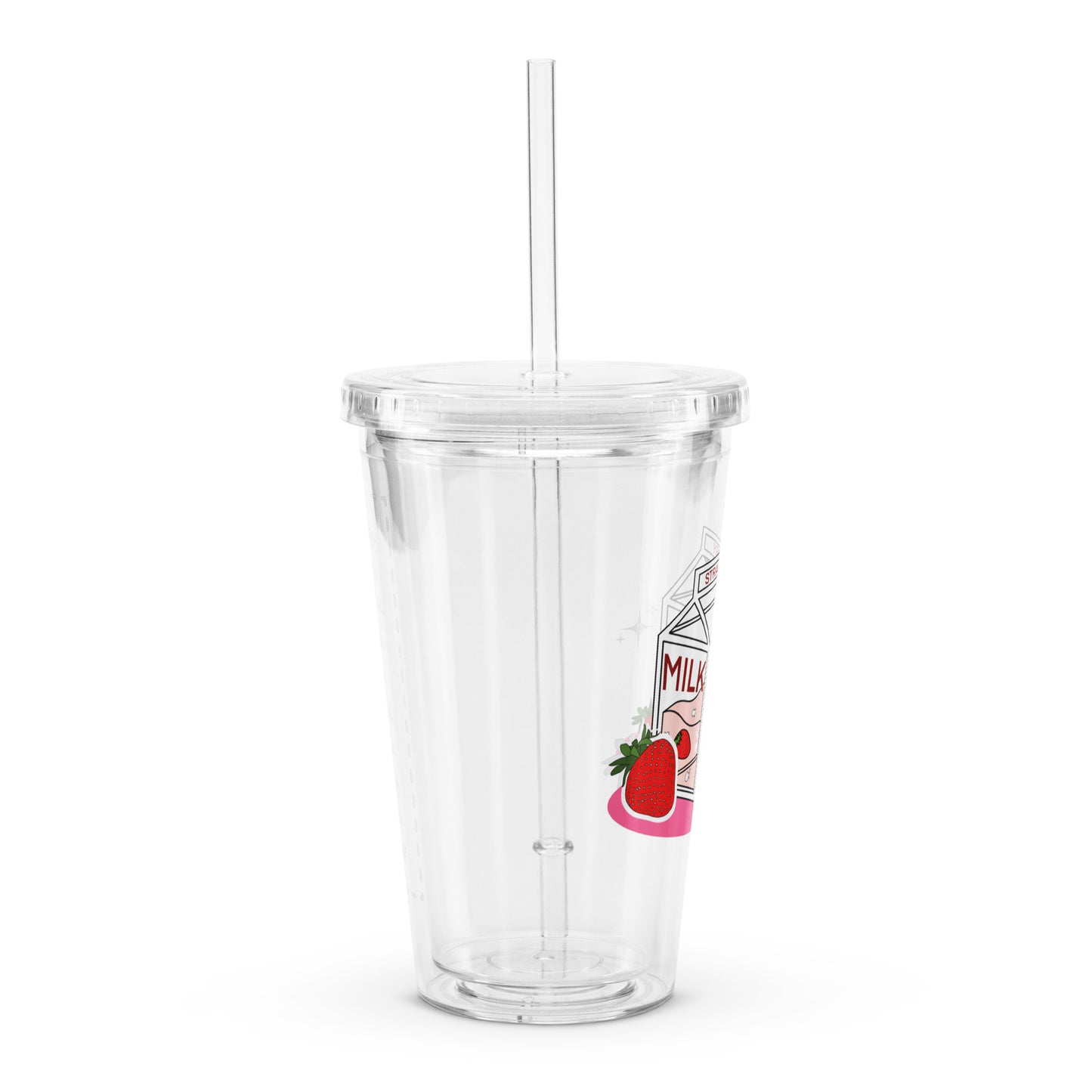 Adorable Strawberry Cow Milk Carton Cute Clear plastic tumbler