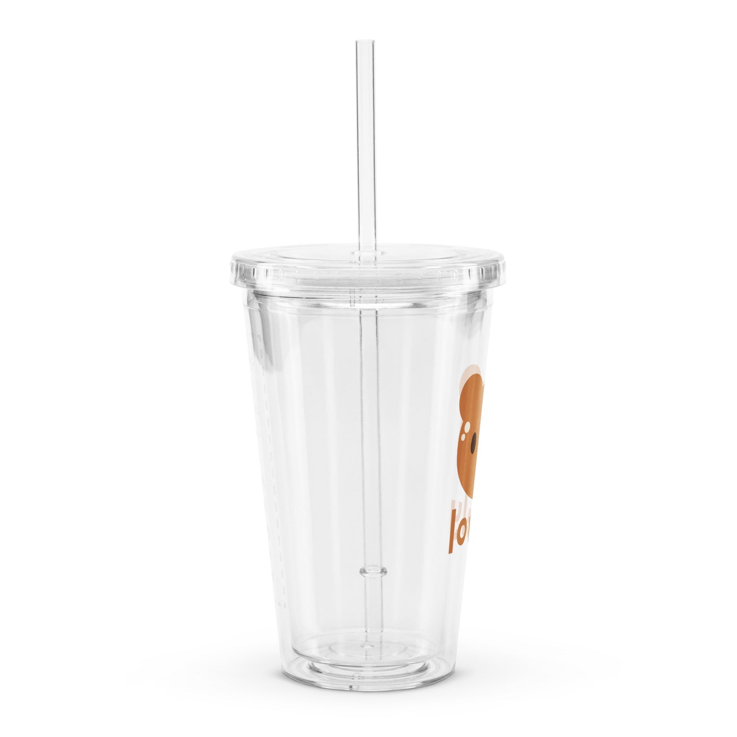 Adorable Lovely Brown Bear Kawaii Cartoon Clear plastic tumbler