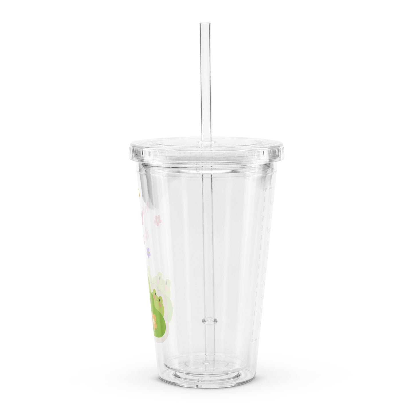 Super Cute Happy Days Froggy Flowers Clear plastic tumbler