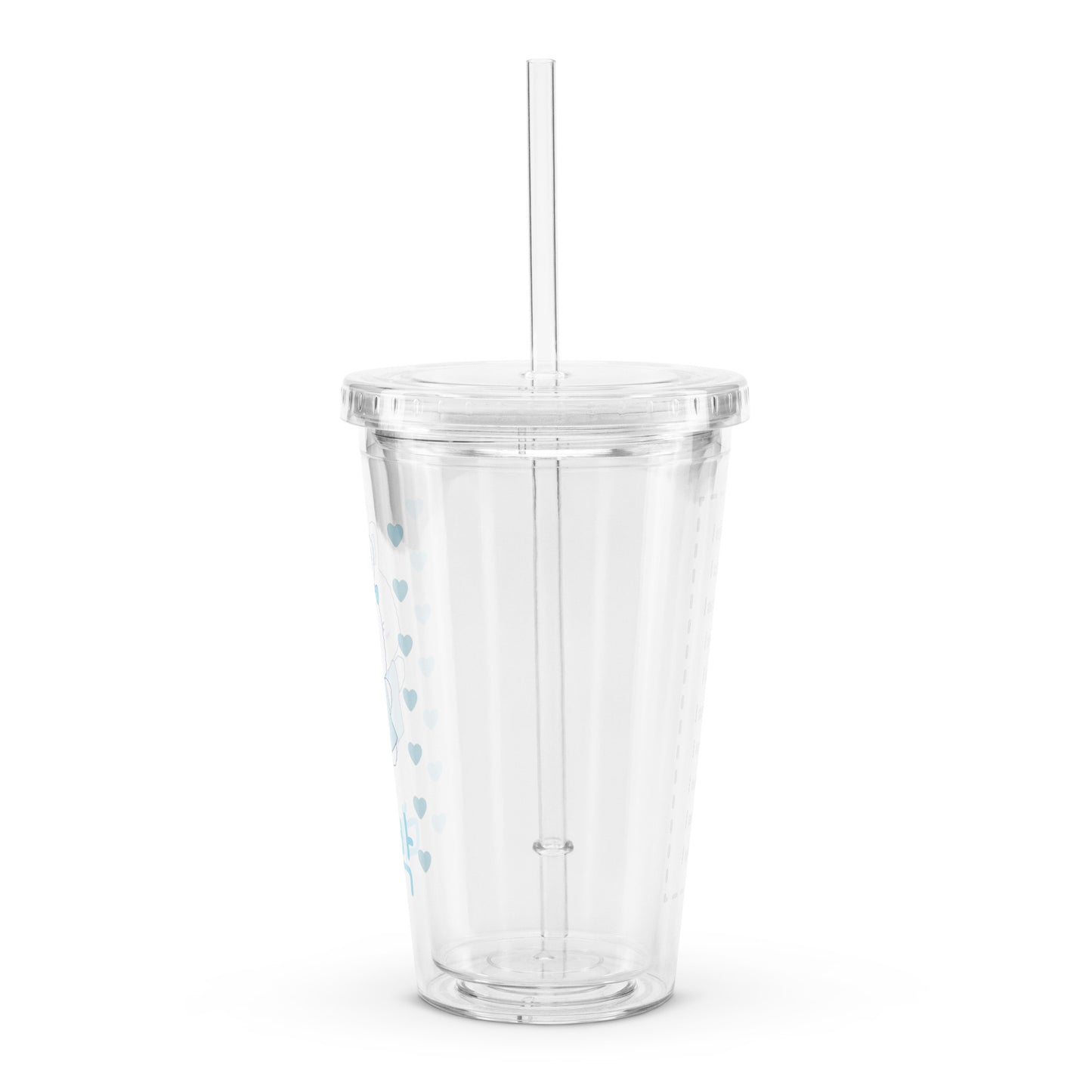 Adorable Cute Coquette Korean Bunny Blue Clear plastic tumbler