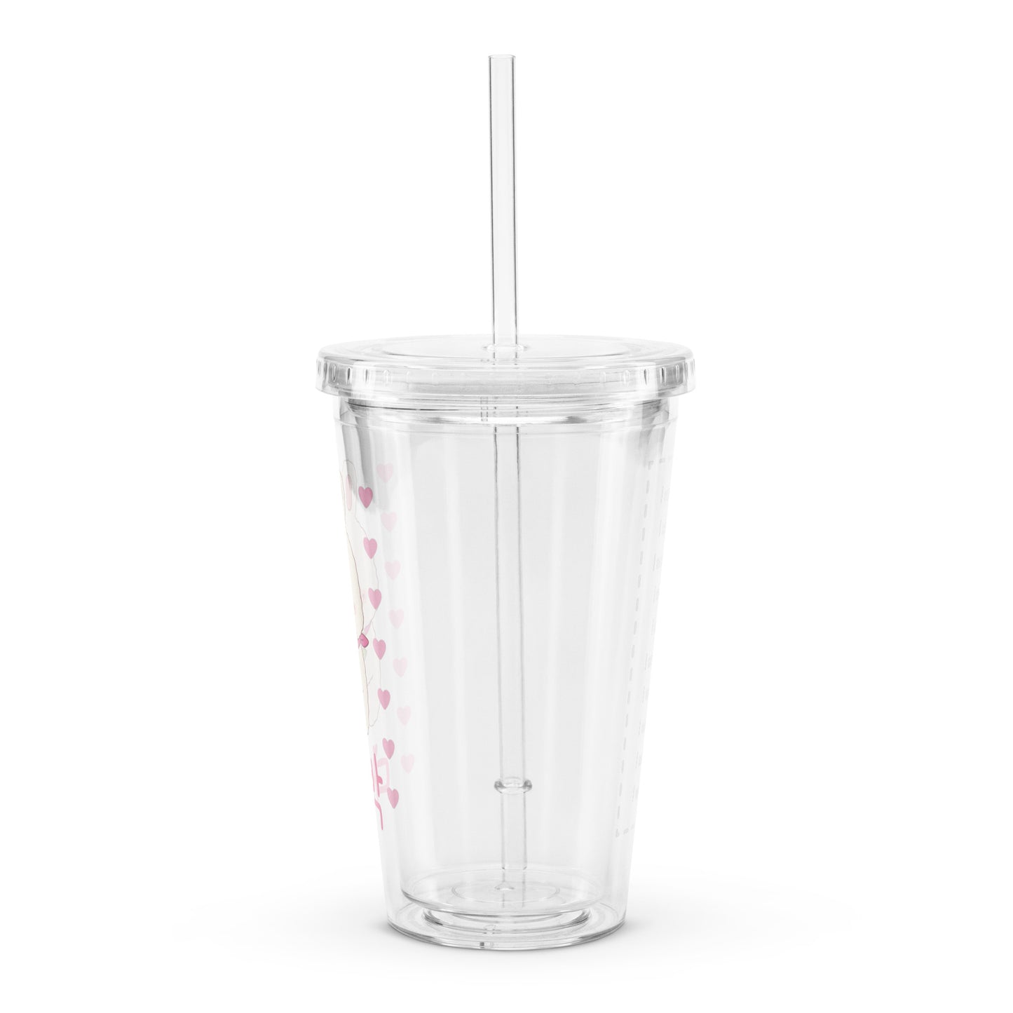 Adorable Cute Coquette Korean Bunny Pink Clear plastic tumbler