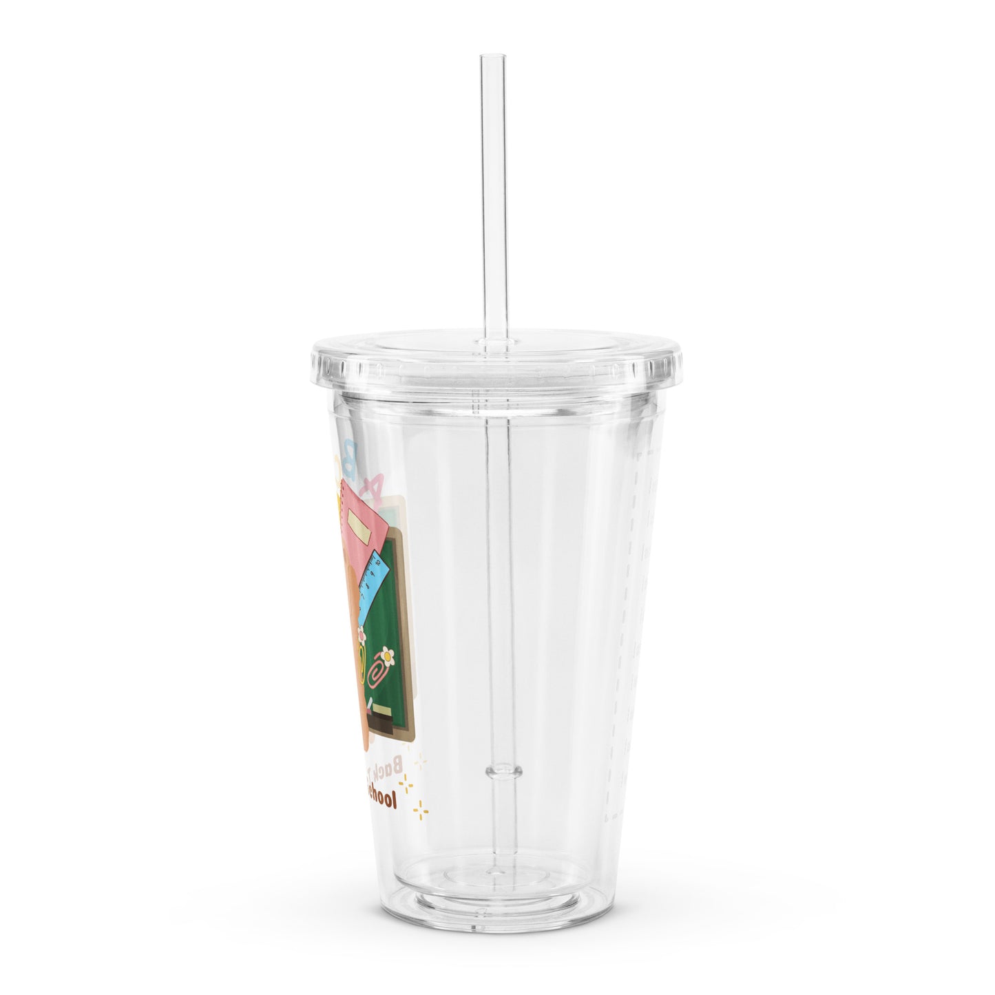 Cute Korean Bear Back To School Clear plastic tumbler